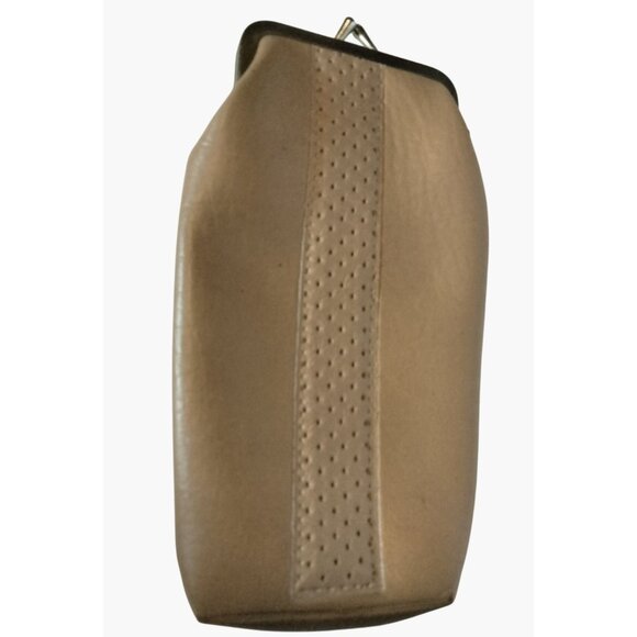 Vintage Tan Faux Leather Eyeglass Case Snap Metal Trim Closure - Picture 1 of 4